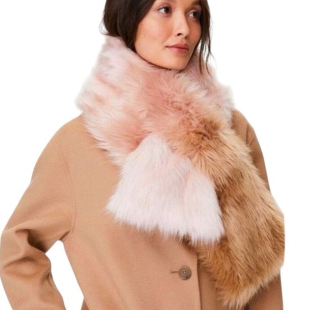 AUXILIARY Pink Tan OMBRE Faux Fur Scarf